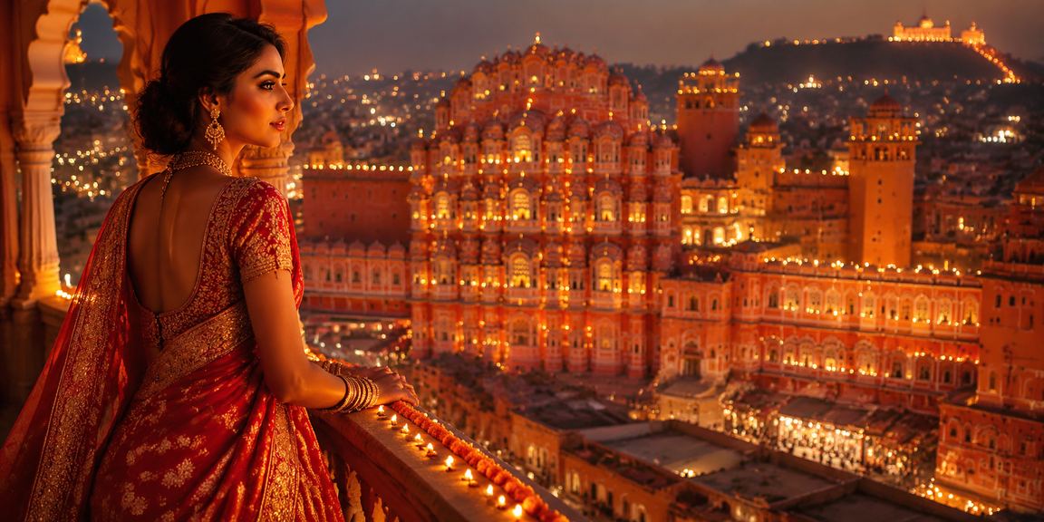 Traditional Indian backdrop with online betting theme